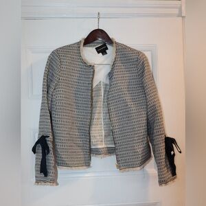 Club Monaco Women's Black and Cream Blazer